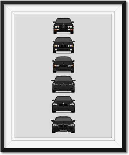 Vista 16 de Custom Car Posters Handmade Poster compatible with BMW M5 Generations and Print of BMW Car Models: E28, E34, E39, E60, F10, F90 - Multi, 8x10