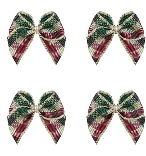 Vista 9 de VIVIQUEN 50 mini lazos de cinta a cuadros con flores a cuadros, lazos de cinta a cuadros, apliques de bricolaje para costura, álbumes de recortes