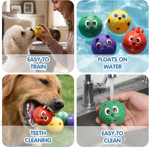 Vista 27 de Pelota de juguete indestructible para perros, pelotas de tenis duraderas para masticadores agresivos, pelotas flotantes y de alto rebote