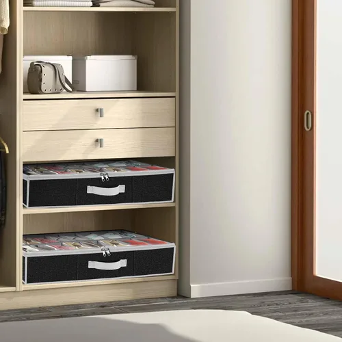 Vista 2 de homyfort Organizador de almacenamiento de zapatos debajo de la cama para armario, contenedor extra grande para zapatos debajo de la cama, paquete