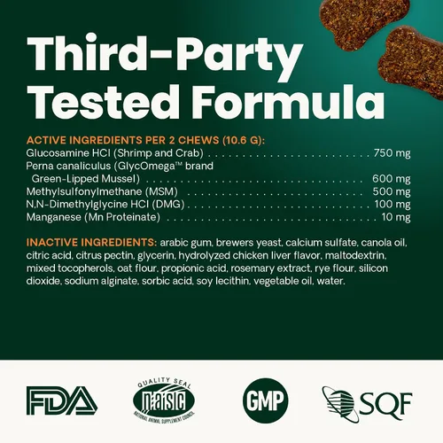 Vista 9 de VetriScience Masticables saludables para cadera y articulaciones, glucosamina GlycoFlex y mejillón de labios verdes suplemento de apoyo