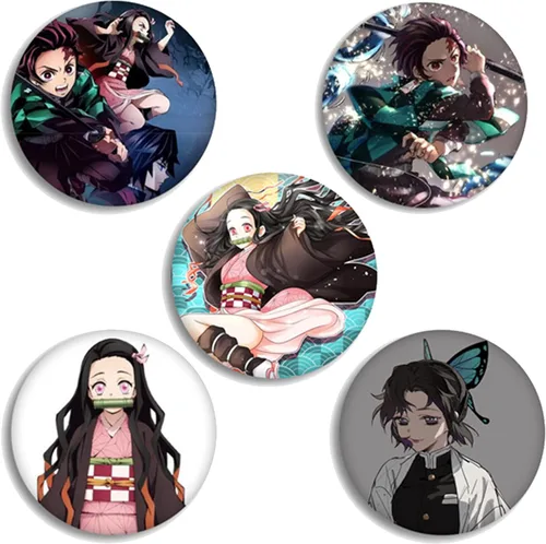 Vista 4 de zappatee Juego de regalo para Kimetsu No Yaiba Bolsa Adhesiva Pendiente Insignia etc, Juego de regalo de anime para fanáticos, color negro, Negro1
