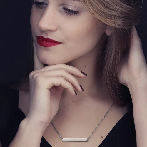 Vista 4 de Collar de barra de oro múltiple para mujer, collar con colgante de barra verticalhorizontal, collar de cadena ajustable, joyería para adultos