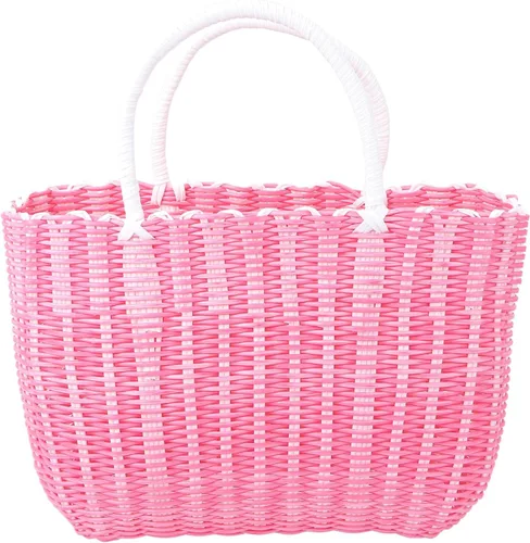 Vista 10 de Cabilock Cesta de plástico para mujer, bolsa de playa para mujer, 1 unidad, organizador de tejido, bolsa de compras, compras para comestibles