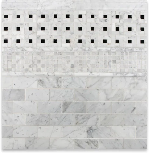 Vista 5 de Carrara (Carrera) Bianco - Mosaico de metro de 2x4