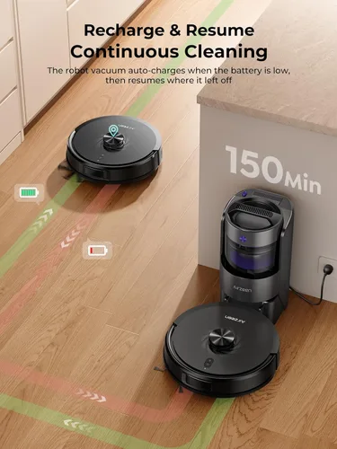 Vista 11 de Robot aspirador y trapeador, robot aspirador mejorado sin bolsa con vaciado automático, aspiradora robótica de 6000 Pa con navegación LiDAR, mapeo