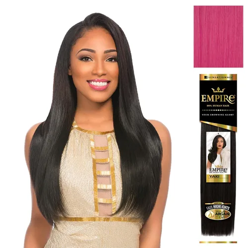 Vista 32 de Sensationnel - Cabello humano Empire Yaki, tejido sin enredos para un tejido rápido y estilo cosido para conseguir reflejos artificiales, paquete