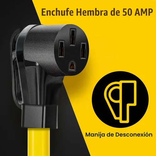 Vista 2 de Cable de extensión de 50 amperios para RV/EV, 4 clavijas NEMA 14-50P a 14-50R 50F/50M cable para caravanas remolques, Tesla modelo 3-S-X-Y, STW