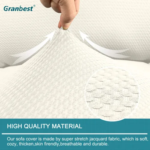 Vista 3 de Granbest Funda elástica para sillón reclinable, 1 pieza de alta calidad, gruesa con bolsillos, funda de jacquard para reclinable, protector