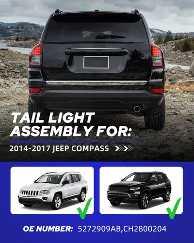 Vista 4 de AUTOONE - Para 2014 2015 2016 2017 Jeep Compass luces traseras de fábrica con bombillas, lado del conductor (LH)