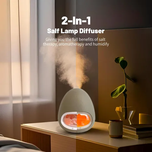 Vista 3 de LIFFY Difusor de aceite esencial de aromaterapia, lámpara original de terapia de sal del Himalaya, humidificador ultrasónico de niebla fría de gran