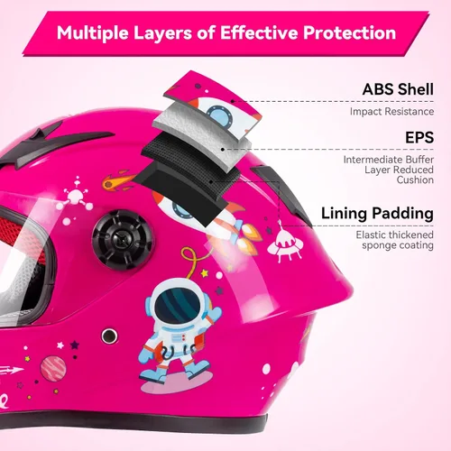 Vista 4 de Casco de motocicleta para niños, casco de cara completa para jóvenes, casco ligero aprobado por DOT para motocross, ATV, todoterreno, cascos