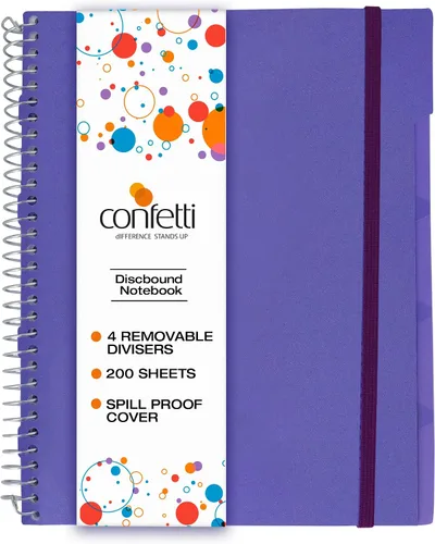 Vista 12 de Confetti Cuaderno de espiral – 4 separadores extraíbles, cubierta a prueba de derrames, banda elástica de cierre, bolsillo de almacenamiento – Bloc