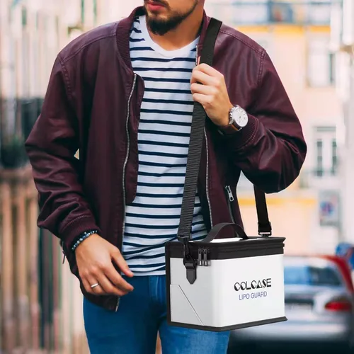 Vista 5 de Bolsa de seguridad ignífuga antiexplosión Colcase para batería Lipo, almacenamiento y carga, gran espacio, altamente resistente, bolsa doble cierre