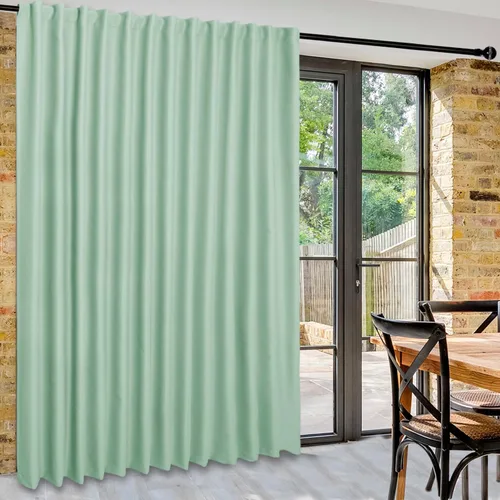 Vista 69 de DWCN Cortina opaca divisora de privacidad para puerta corrediza de patio, cortinas térmicas extra anchas con pestaña trasera y bolsillo para barra