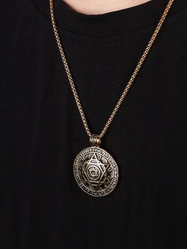 Vista 5 de HAQUIL Seal of Solomon Necklace, Stainless Steel 12 Constellations Hexagram Six Pointed Star of David Protection Amulet Pendant, Box Chain, Jewish