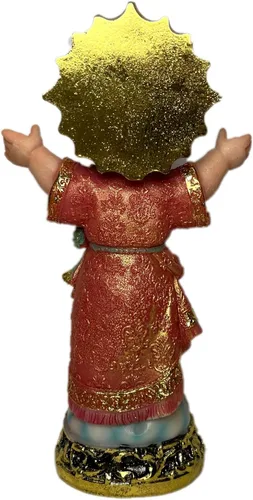 Vista 3 de Divino Nino - Estatua religiosa, 8 pulgadas, figura decorativa rosa y dorada