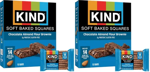 Vista 10 de KIND Cuadrados horneados suaves, brownie de harina de almendras y chocolate, sin gluten, barras de aperitivos saludables, 0.18 onzas de proteína, 6