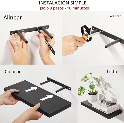 Vista 5 de BAYKA Estantes flotantes para pared, estantes de madera rústica montados en la pared para baño, dormitorio, sala de estar, cocina, estante colgante