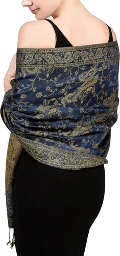 Vista 37 de Achillea Bufanda reversible de pashmina con estampado paisley – Chales y envolturas indios exóticos para vestidos de noche, festivales, todas