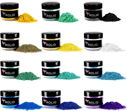 Vista 9 de Rolio Pigmento de color nacarado en polvo de mica de alta calidad, juego de arte para resina epoxi, para fabricación de jabón, esmalte de uñas