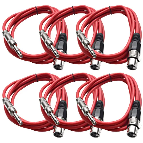 Vista 21 de Seismic Audio - SATRXL-F2-6 Paquete de cable de conexión XLR negro de 2 pies XLR hembra a 1/4" TRS
