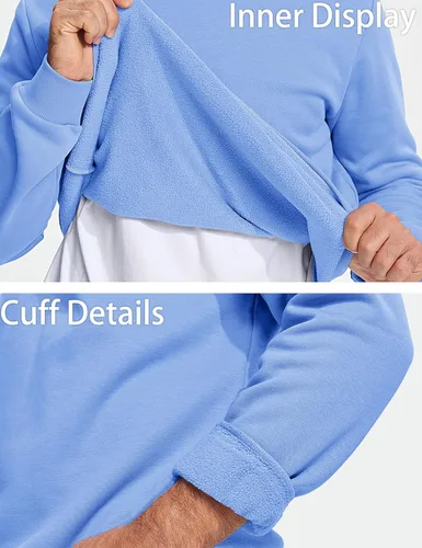 Vista 103 de MAGCOMSEN Sudadera de cuello redondo para hombre de manga larga casual cálida de forro polar