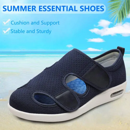 Vista 2 de Zapatos diabéticos para mujer sandalias cómodas con edema ajustable extra anchas de espuma viscoelástica para caminar puntera cerrada fáciles