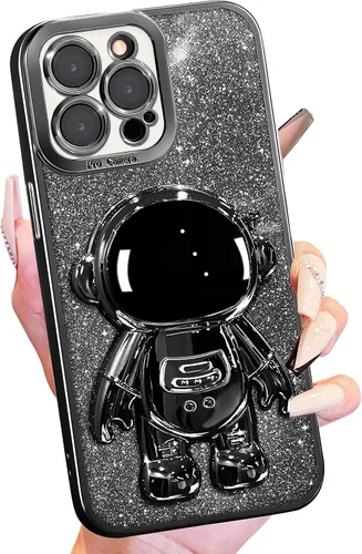 Vista 28 de Buleens Funda para iPhone 11 Pro Max Astronauta, Fundas Transparentes para iPhone 11 ProMax con Papel con Purpurina y Soporte de Astronauta, Mujeres