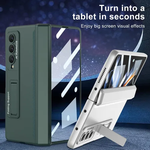 Vista 11 de Funda protectora para Samsung Galaxy Z Fold 4 con soporte de policarbonato magnético todo incluido a prueba de golpes para Z Fold 4 5G (negro)