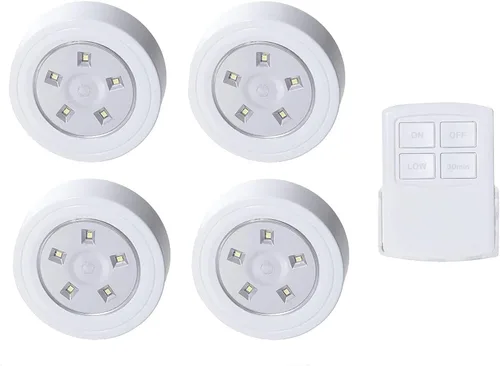 Vista 8 de Luces de disco con control remoto, luces LED para debajo del gabinete con temporizador automático, funciona con pilas, luz regulable debajo