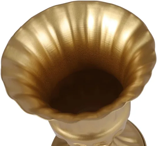 Vista 3 de 10 jarrones de trompeta de metal dorado, elegantes centros de mesa de boda, arreglos florales artificiales altos para decoración de bodas, ceremonia
