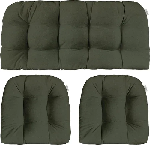 Vista 45 de RSH DECOR: Sunbrella - Juego de 3 cojines de mimbre copetudos 41 x 19 pulgadas y 19 x 19 pulgadas Fabricado con tela de rendimiento Sunbrella