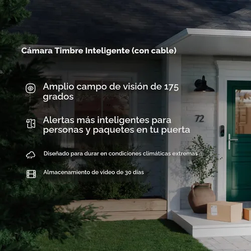 Vista 3 de ecobee Cámara de timbre inteligente con cable con suscripción Smart Security Plus de 1 año - Video HD, visión nocturna, alertas de movimiento, audio