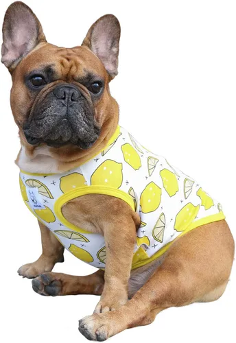 Vista 12 de iChoue - Camisetas de rayas de algodón 100% transpirable para Bulldog francés, chaleco de Halloween para perros medianos, camisetas Frenchie Pug