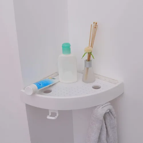 Vista 7 de Estante de pared con ventosa, estante colgante de esquina para ducha, baño, estante para colgar sin perforación, cesta de almacenamiento de baño