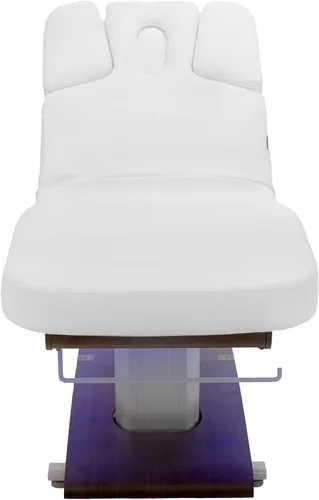 Vista 2 de SKINACT Bale - Mesa de tratamiento de masaje facial eléctrico con 5 motores, iluminación LED, tapicería de PU y base de madera (blanco)