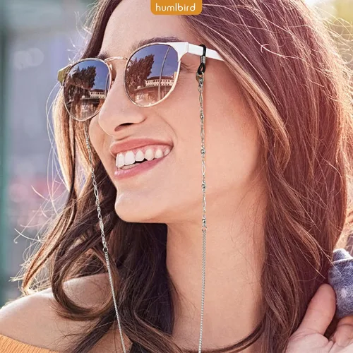 Vista 5 de humlbird Cadena de gafas de acero inoxidable para mujer, cadena de gafas de sol, soporte para gafas alrededor del cuello