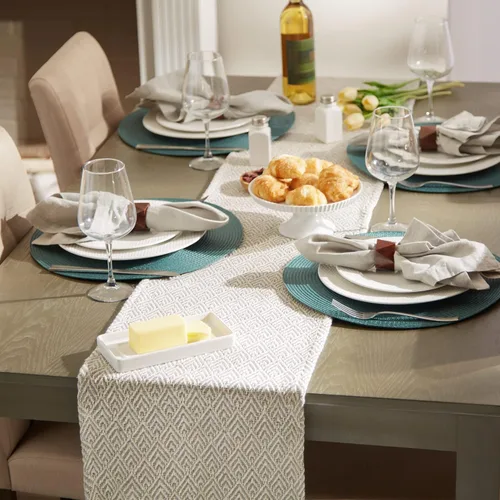 Vista 5 de DII Camino de mesa trenzado estilo granja, 15 x 72 pulgadas, 1 pieza, gris