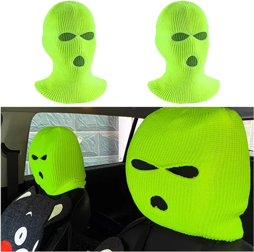 Vista 13 de 2 fundas para reposacabezas de automóvil, divertida máscara de cara completa personalizada para asiento de automóvil, máscara de esquí, protección