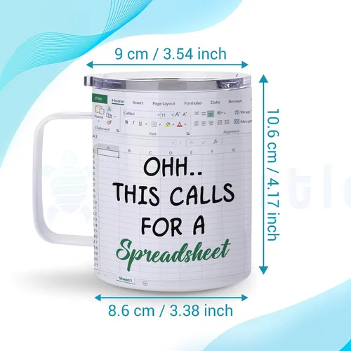 Vista 3 de Hyturtle Regalos de Contador para Mujeres, Hombres, Jefe, Regalos para Contador Vaso Térmico Taza de Café de Acero Inoxidable 12oz, Divertida Taza