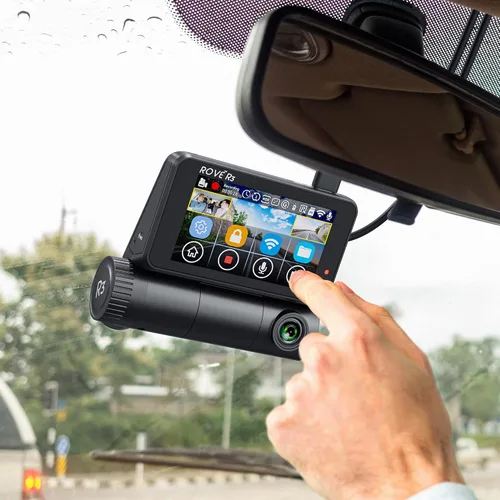Vista 2 de Cámara de tablero ROVE R3 delantera y trasera con cabina, pantalla táctil IPS de 3”, cámara de tablero de 3 canales 1440P+1080P+1080P, visión