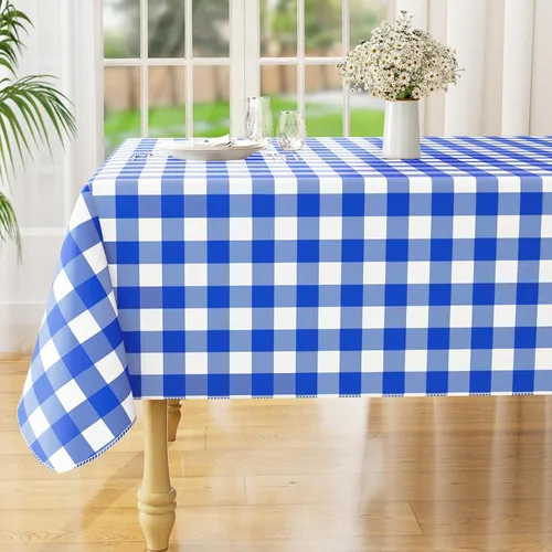 Vista 82 de Misaya - Mantel cuadrado de vinilo impermeable, mantel con respaldo de Aguamarina y blanco