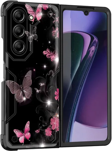 Vista 33 de Funda para Galaxy Z Fold 5 5G 2023, doble capa, protección contra caídas de grado militar de 10 pies, antideslizante, resistente a prueba de golpes
