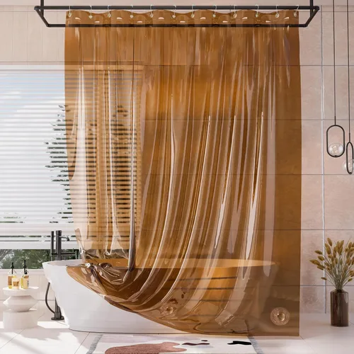 Vista 14 de AmazerBath Forro de cortina de ducha, 100% EVA, suave ámbar transparente, resistente, cortina de ducha y forro 2 en 1, 72 x 72 pulgadas, forro