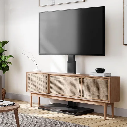 Vista 5 de FITUEYES - Soporte universal de suelo para TV con base de hierro, montaje giratorio para televisores LED, LCD, OLED, plasma, de pantalla plana