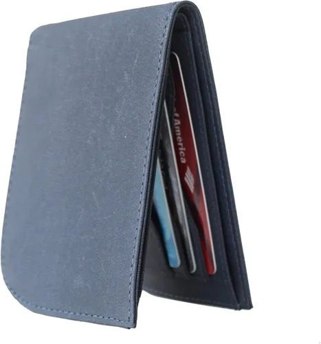 Vista 3 de Saltrek Cartera delgada con bolsillo frontal Bloqueo RFID Billfold de cuero minimalista