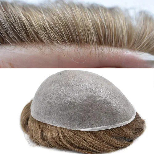 Vista 22 de Toupee - Sistema de reemplazo de cabello para hombres, piel ultrafina, transparente, 0.001 in, poliéster superfino, unidad de cabello de hombre, 8 x