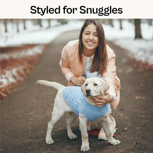 Vista 6 de Parisian Pet Suéteres de Navidad para Perros - Tipo Pullover, Suéter Azul para Perro con Cuello de Tortuga - Suéter Grueso de Punto Trenzado