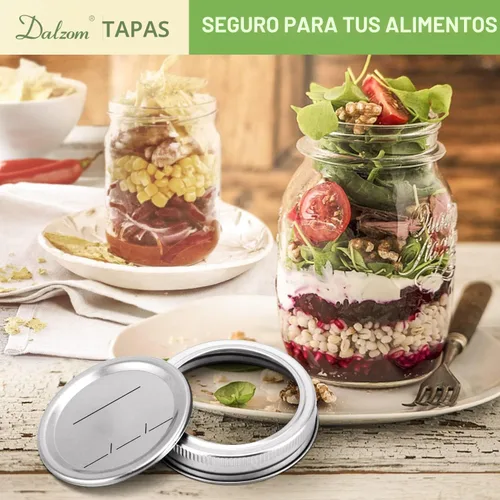 Vista 5 de Dalzom® 24 tapas de conservas con 24 anillos de boca regular, tapas de tarro de masón premium con bandas/anillos para bola, tarros Kerr